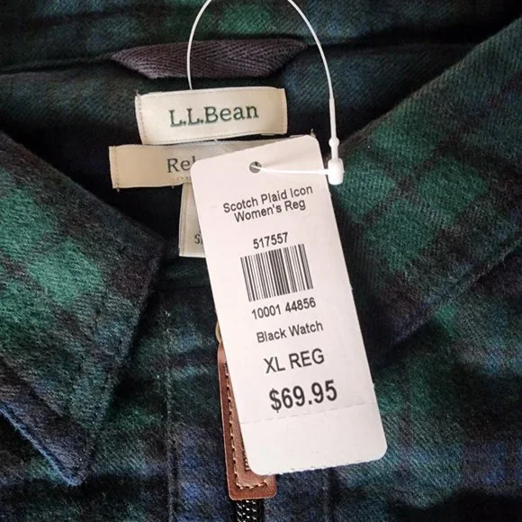 L.L. Bean Women's Scotch Plaid Relaxed Flannel Shirt - Picture 3 of 4